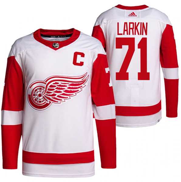 Mens Detroit Red Wings #71 Dylan Larkin White Stitched Jersey Dzhi->->NHL Jersey